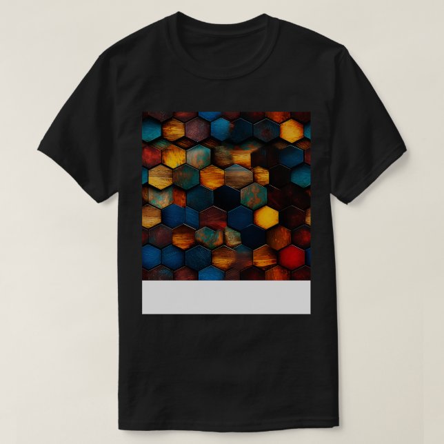 T-shirt Hexagones cristallins de bois géométrique en ambre (Design devant)