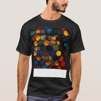 T-shirt Hexagones cristallins de bois géométrique en ambre