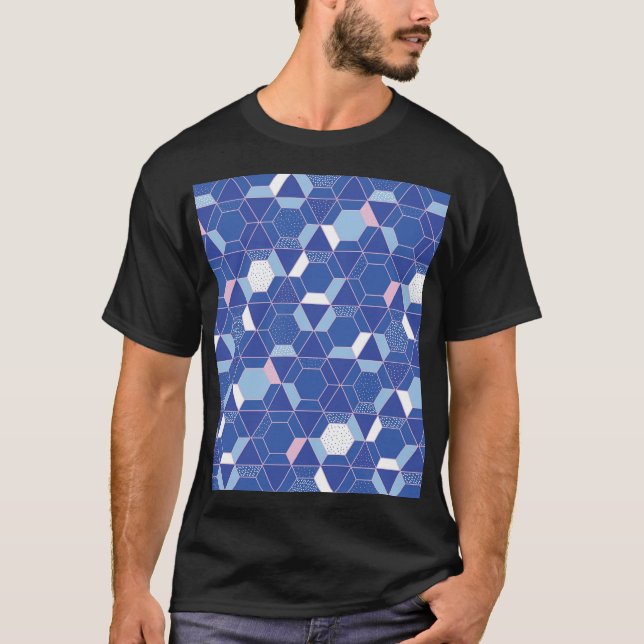 T-shirt Hexagons, triangles : motif abstrait géométrique. (Devant)