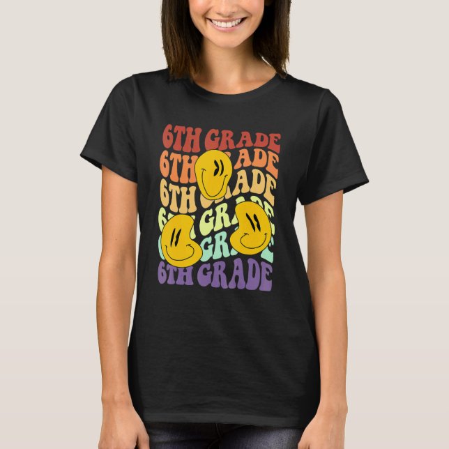 T-shirt hey 6th sixth grade teacher Back To School Retro s (Devant)
