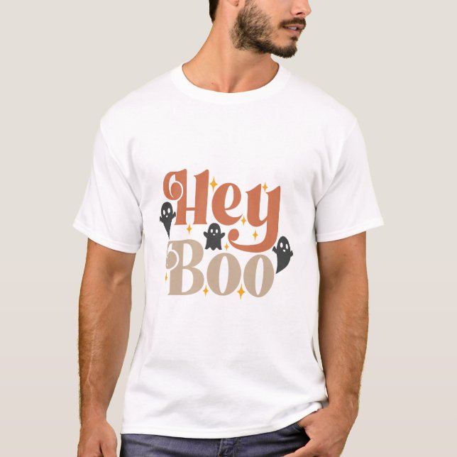 T-shirt Hey Boo Boho Halloween Hey Boo Ghost (Devant)