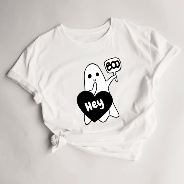 T-shirt Hey Boo Femmes's mignonne Ghost Halloween (Créateur téléchargé)