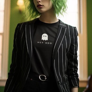 T-shirt Hey Boo Halloween   Ghost Modern Minimalist