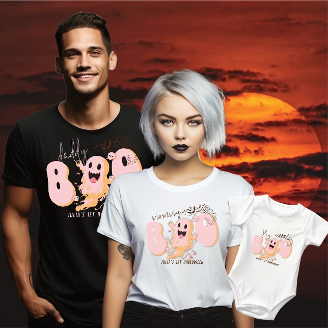 T-shirt Hey Boo mignon Fille Fantôme rose Premier Hallowee (Créateur téléchargé)