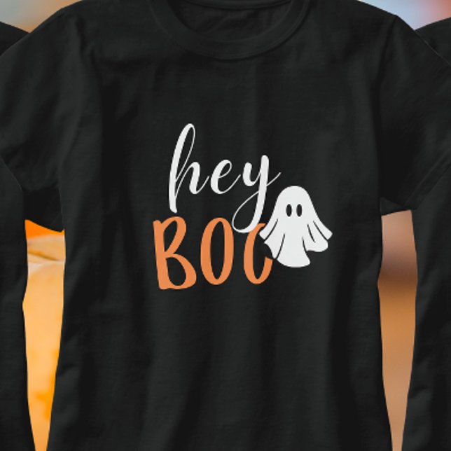 T-shirt Hey Boo Orange Black Funny Halloween Ghost (Créateur téléchargé)