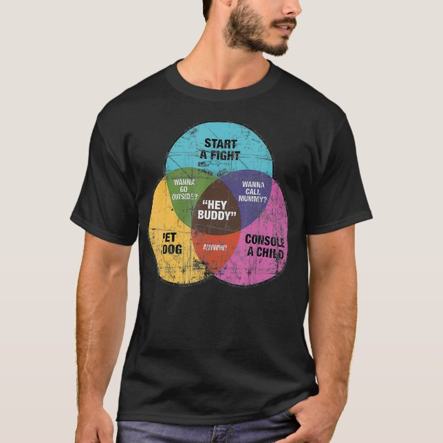 T-shirt Hey Buddy Funny Chien combat enfants math Venn Log (Devant)