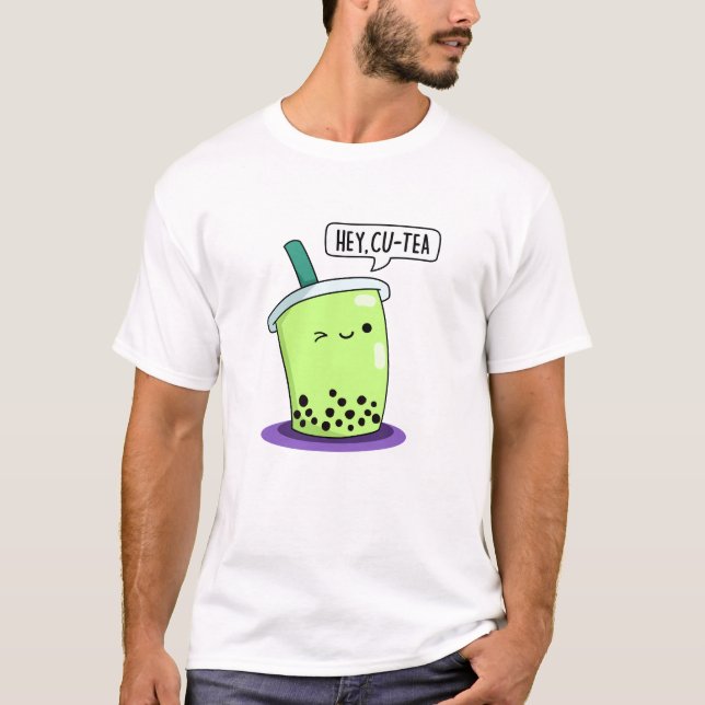 T-shirt Hey Cu Tea Drôle Boba Tea Pun (Devant)