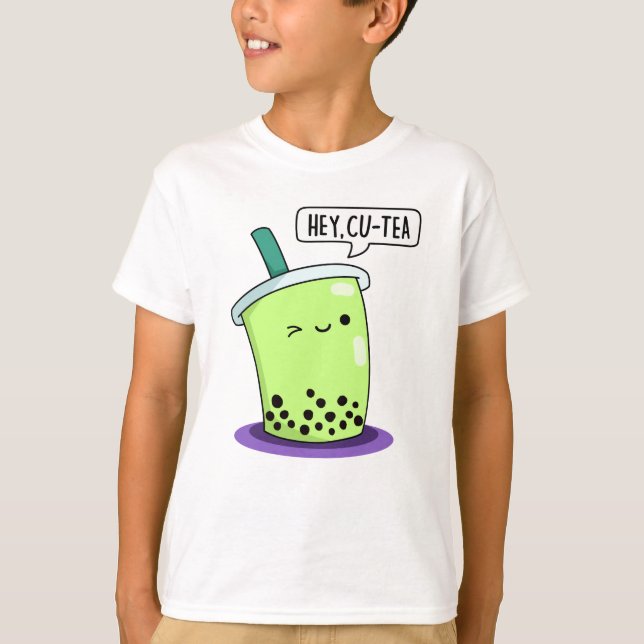 T-shirt Hey Cu Tea Drôle Boba Tea Pun (Devant)