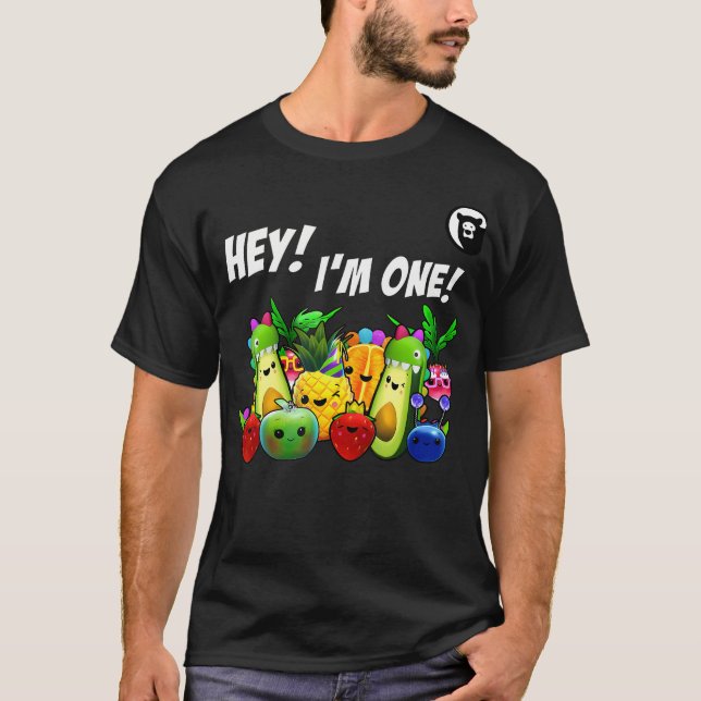 T-shirt Hey Je Suis Un Anniversaire Garçon Fruit Amusant A (Devant)