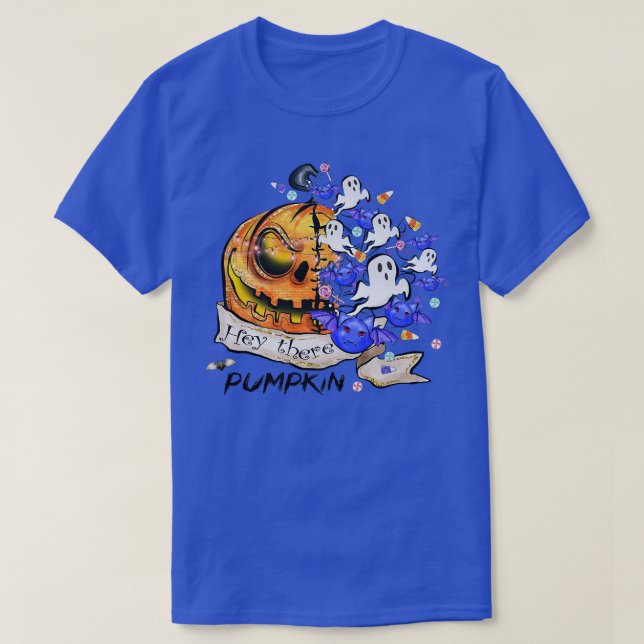 T-shirt Hey There Pumpkin JackOLantern Ghosts Bats Hallowe (Design devant)