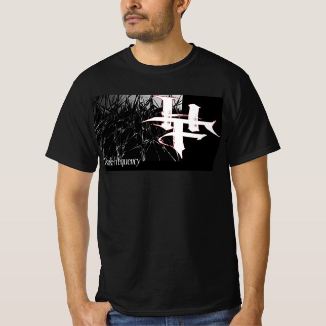 T-shirt HF Fréquence hostile sur le côté sur grille grise (Devant)