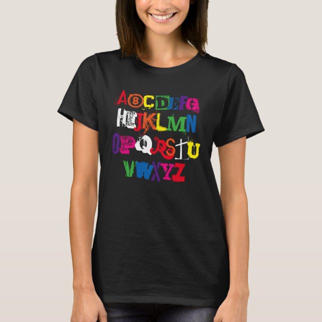 T-shirt Hi Cutie Alphabet Funny Rainbow Typographie (Devant)