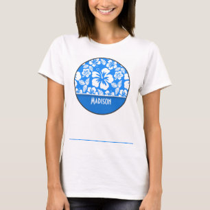 T-shirt Hibiscus bleu azur tropical;Personnalisé