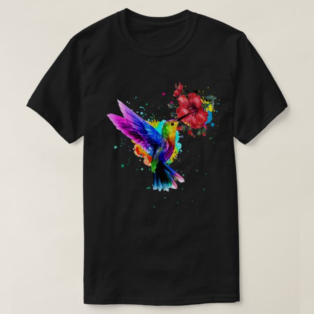 T-shirt Hibiscus de colibri Aquarelle Floral Premium (Design devant)