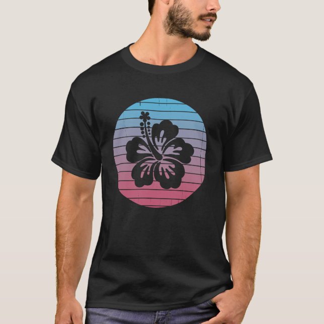 T-shirt Hibiscus Flower Summer Hawaii Sunset (Devant)
