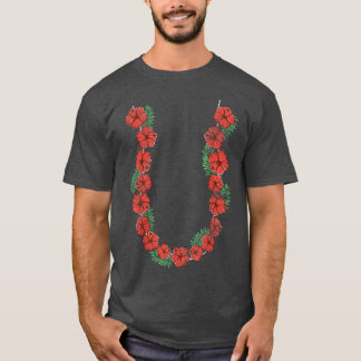 T-shirt Hibiscus hawaïen chaîne de fleurs vacances été Lei