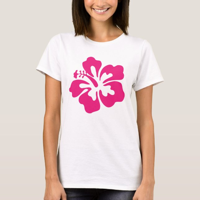 T-shirt Hibiscus rose chaud (Devant)