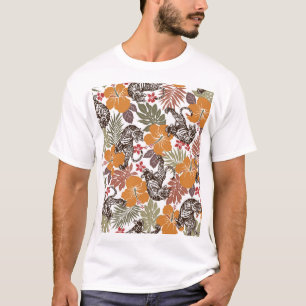 T-shirt Hibiscus Tiger, Motif exotique.