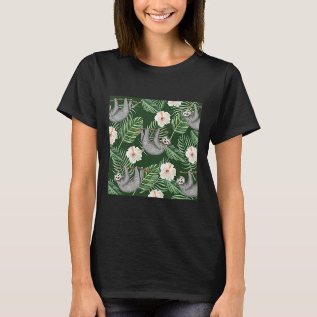 T-shirt Hibiscus Tropical Exotique Fleurs Et Fentes Suspen (Devant)