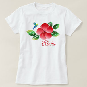 T-shirt Hibiscus Tropical Floral Hawaïen Colibri