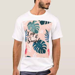 T-shirt Hibiscus tropicaux et Motif feuille de Monstera
