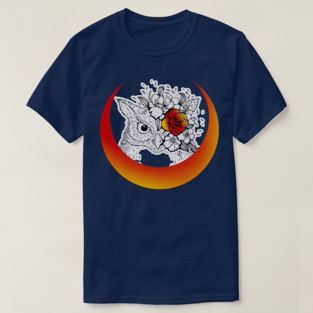 T-shirt hibou avec lune de croissant (Design devant)