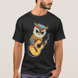 T-shirt Hibou avec une guitare ,Hibou