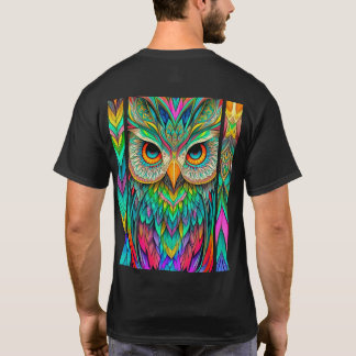 T-shirt hibou coloré art numérique