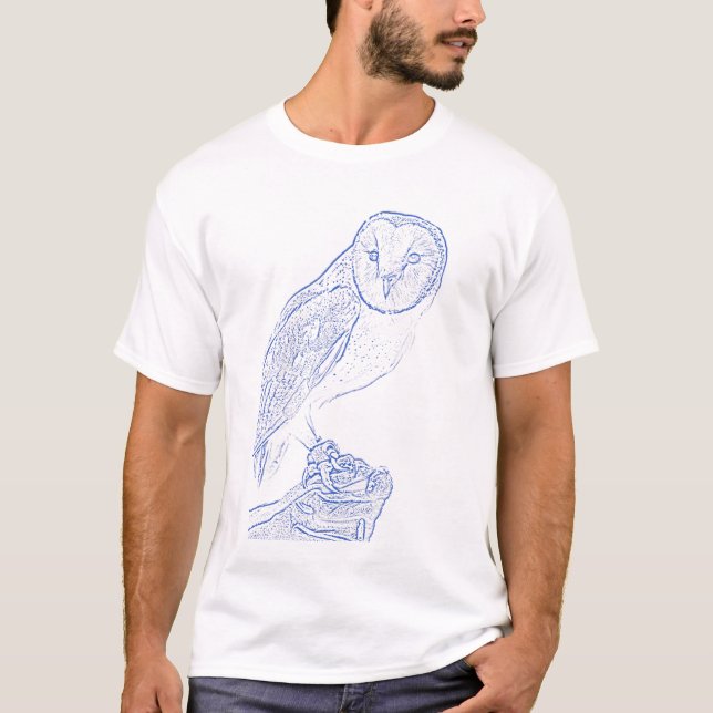 T-shirt Hibou de grange (bleu) (Devant)