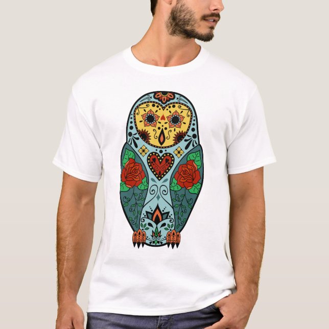 T-shirt Hibou de grange de crâne de sucre (Devant)