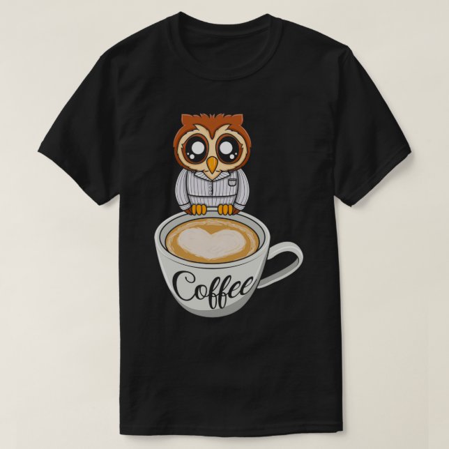 T-shirt Hibou Espresso Barista Café Artiste Cafetière 2 (Design devant)