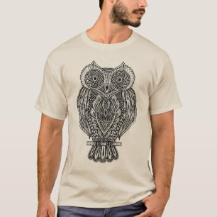T-shirt Hibou fleuri tiré par la main inspiré