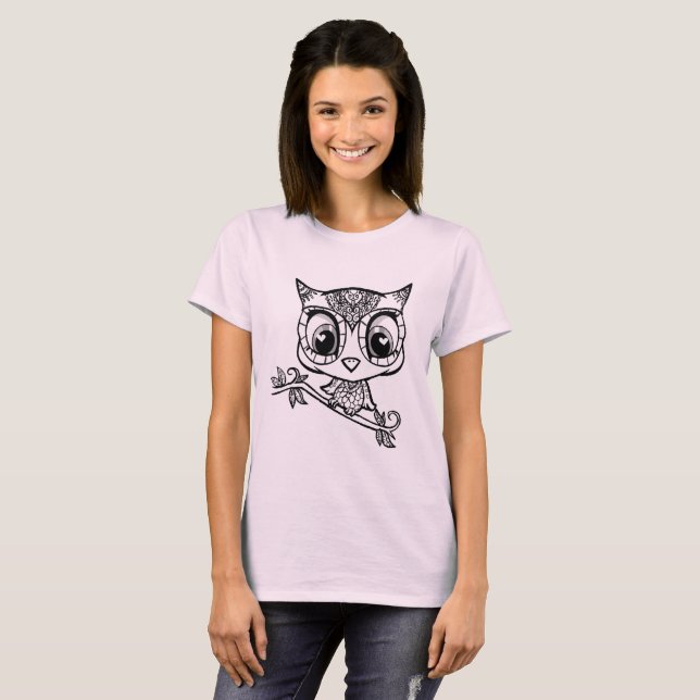 T-shirt Hibou illustré mignon (Devant entier)
