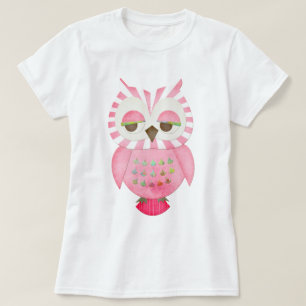 T-shirt Hibou rayé rose
