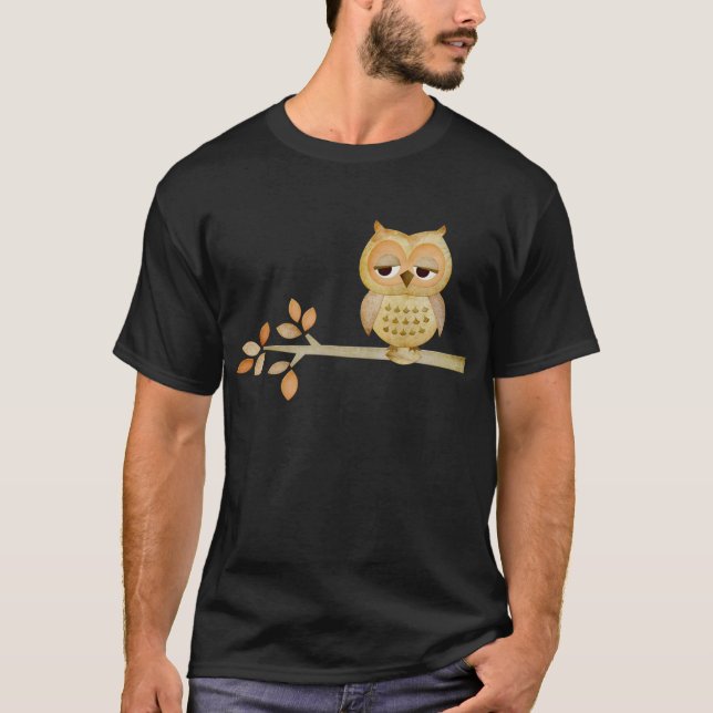 T-shirt Hibou somnolent dans l'arbre (Devant)
