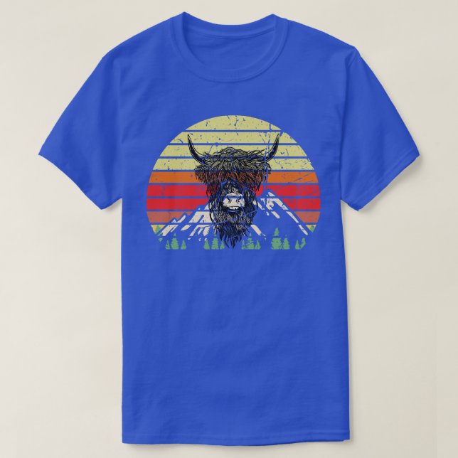 T-shirt Highland Cattle Retro (Design devant)