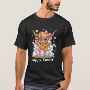 T-shirt Highland Cow Rabbit Oars Bow Cute Bunnies Oeufs Ha