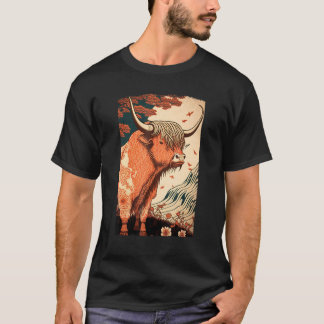 T-shirt Highland Cow Scottish Cattle Ukiyo