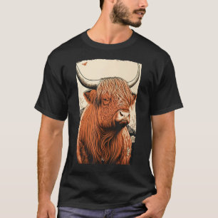 T-shirt Highland Cow Scottish Cattle Ukiyo 1