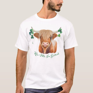 T-shirt Highland Cow St Patrick's Day Kiss Me Je suis écos