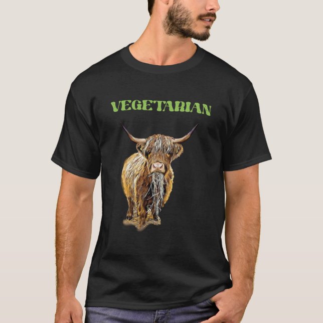 T-shirt Highland Cow  Vegetarian (Devant)