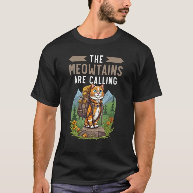 T-shirt Hiking Cat Hiker Cat Owner Mountain Climbing Kitty (Devant)