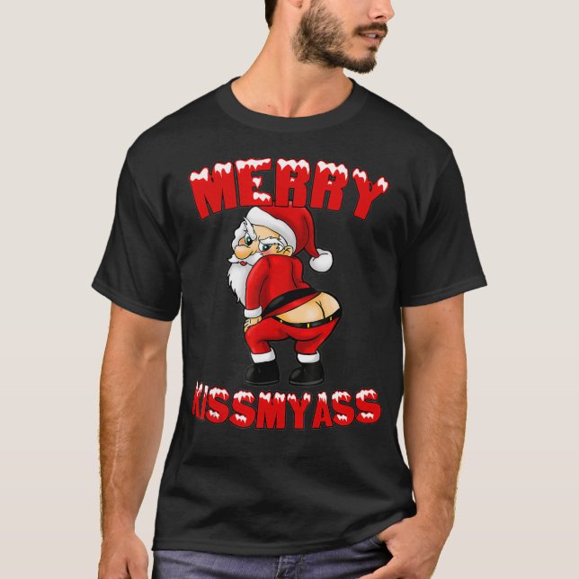 T-shirt Hilarié Joyeux Kissmyass Noël Père Noël (Devant)