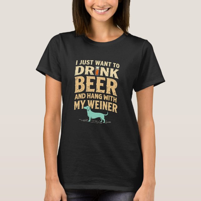 T-shirt Hilarious Weiner Beer Dog (Devant)
