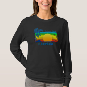 T-shirt Hillsboro Beach Floride Retro Tropical Beach Sunse