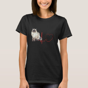 T-shirt Himalaya Chat Heartbeat EKG Funny I Love My Cat
