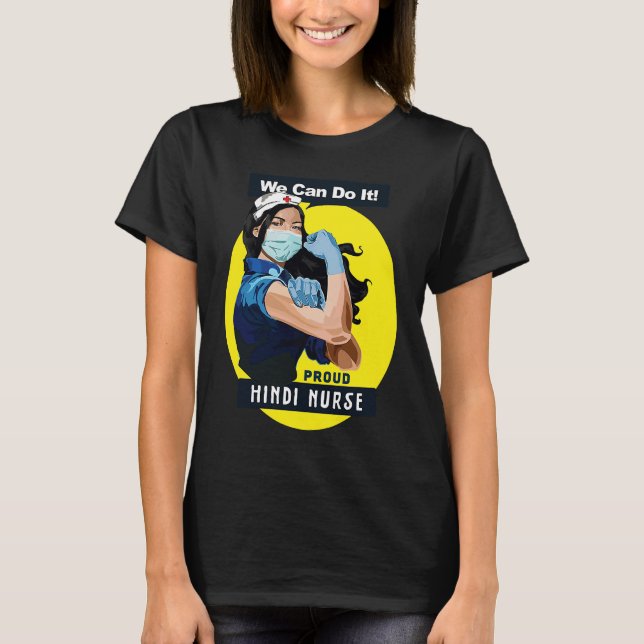 T-shirt Hindi Proud Frontline Worker Rosie Riveter Nurse D (Devant)