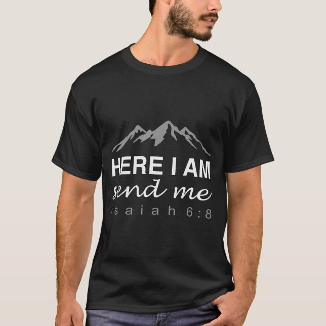 T-shirt Hineni Here I Am Send Me Christians Hebrew Words  (Devant)