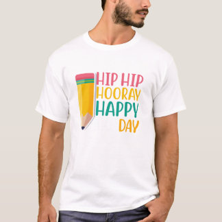 T-shirt Hip Hip Hooray Happy 100th Day Funny School Teache