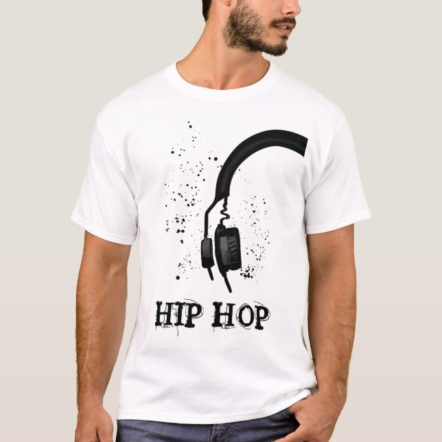 T-shirt Hip hop casque en noir et blanc (Devant)
